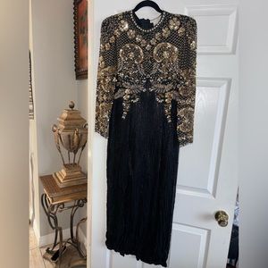 Vintage Oleg Cassini Black Tie Full Sequin Dress